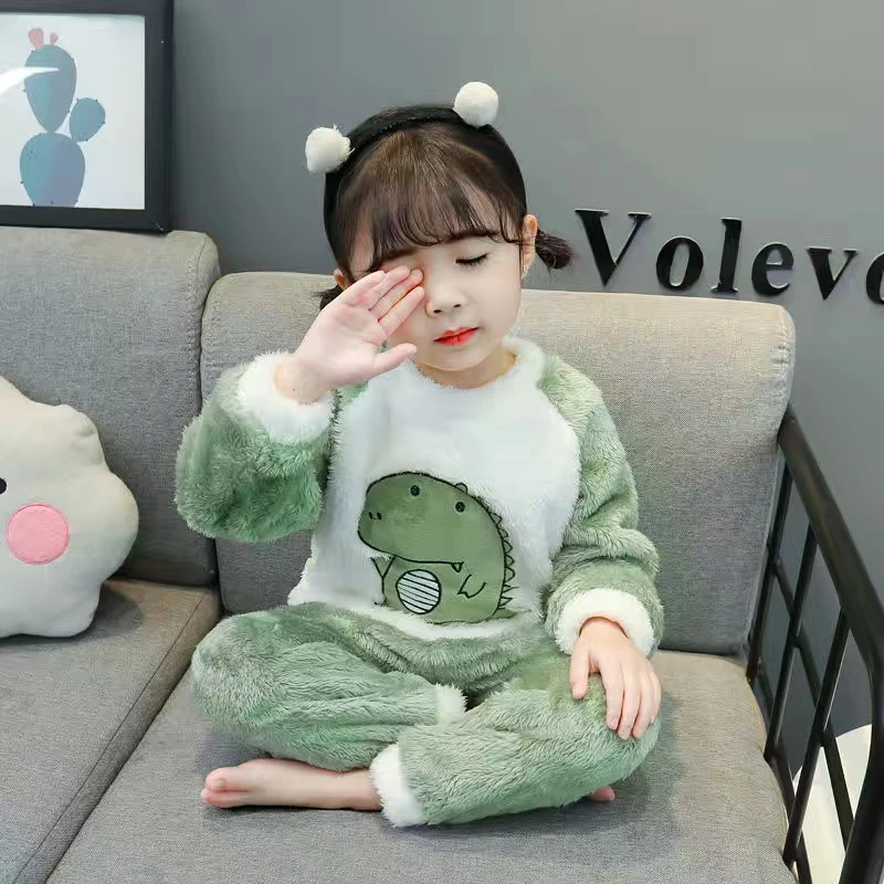 【现货】2022新款卡通彩色儿童冬款睡衣男女宝宝套装家居服