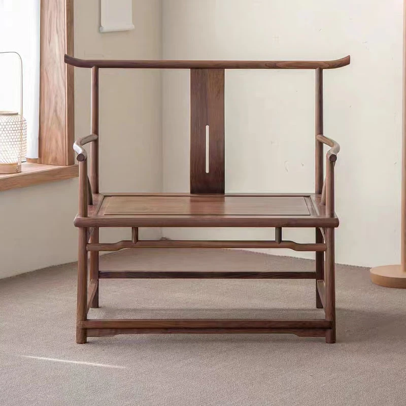 实木圈椅中式茶椅家用办公室主人椅榆木禅椅靠背椅单人盘腿打坐椅