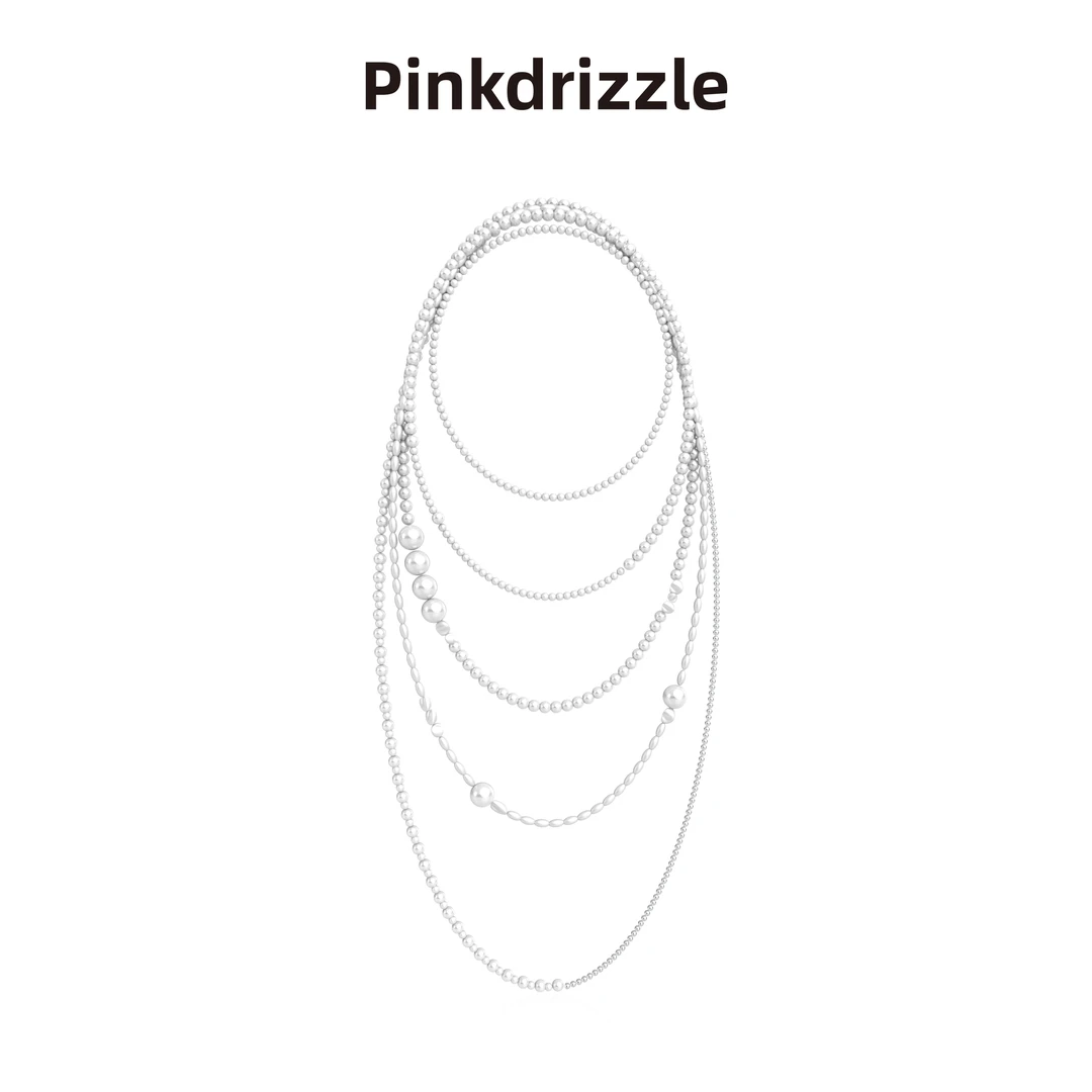 铜合金项链 “月魄”昨夜星辰多层珠珠毛衣链复古