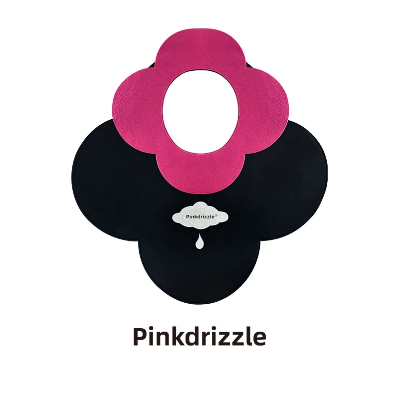 Pinkdrizzle梅花包黑色撞色敞口时尚设计师个性圆形单肩包包立体