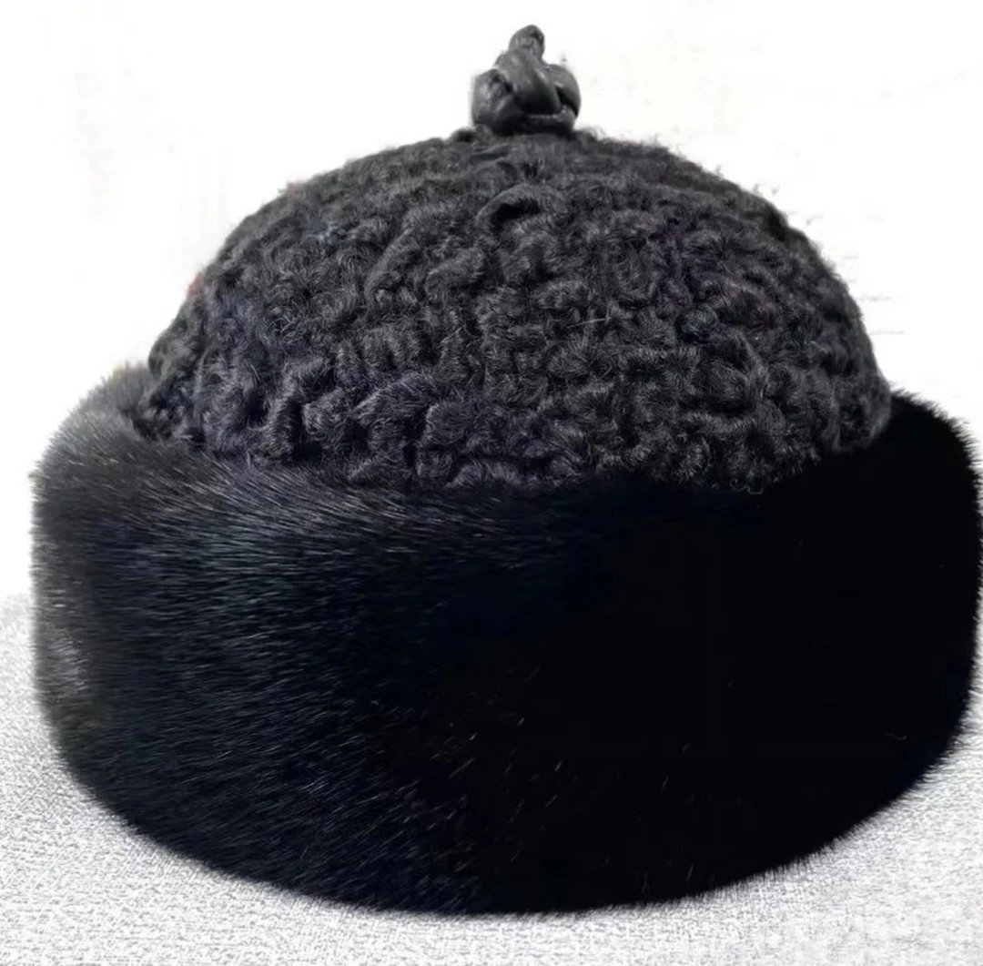 翰墨儒斯潮范整皮水貂毛羊羔毛皮草男女情侣帽冬季貂皮贝勒帽整貂