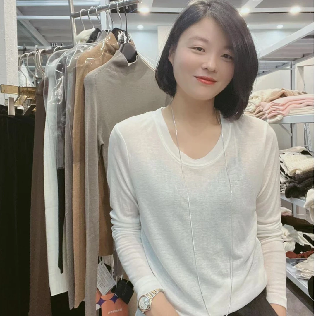 谭谭家-时尚新品  鸭蛋领针织打底衫#01上衣