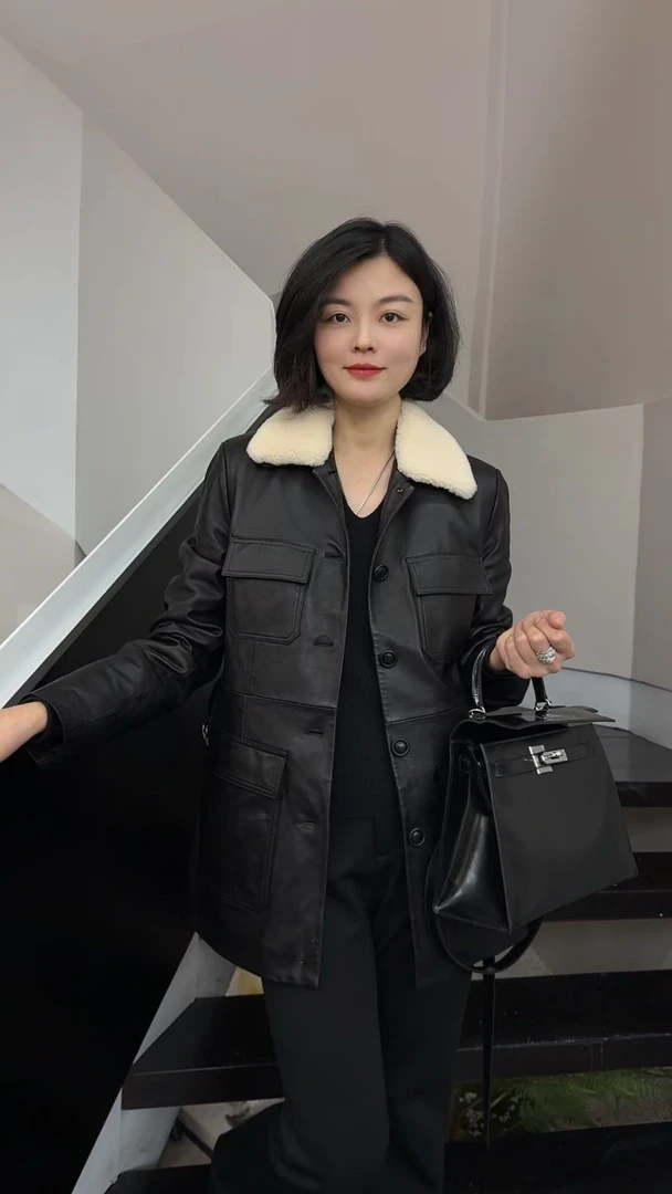【TANTAN】时尚百搭修身秋冬保暖皮衣#155