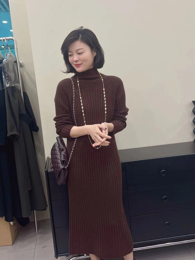 谭谭家-2023新品显瘦气质中长款百搭秋冬连衣裙-534