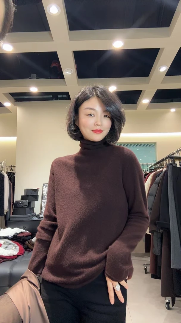 【TANTAN】时尚百搭半高领羊绒秋冬套头羊绒衫2359