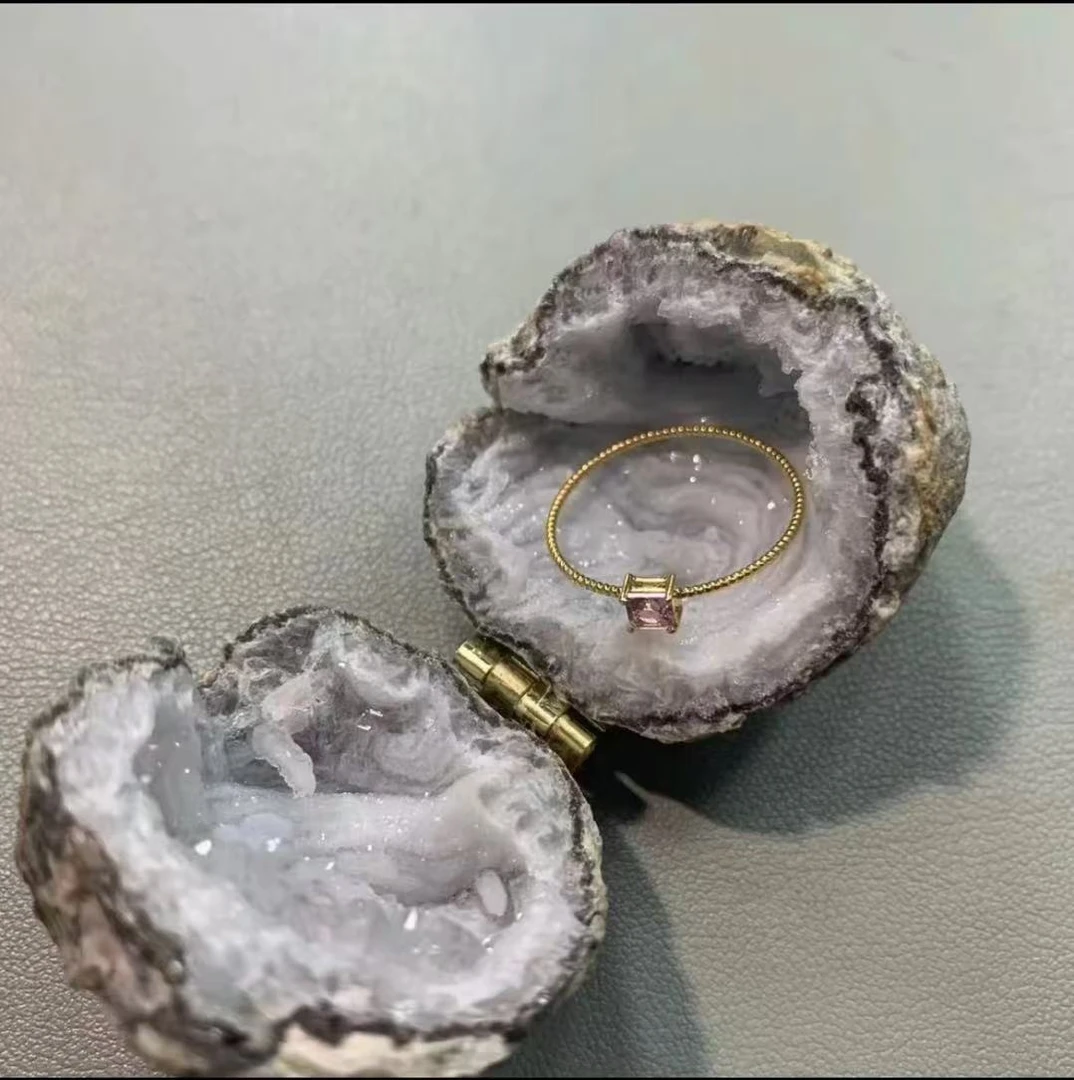 墨西哥原石晶洞戒指摆件收纳盒播播选购链接