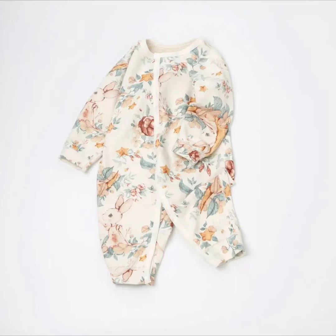 【W-秘密庄园】婴幼儿卡通长袖哈衣无骨男女宝连体衣