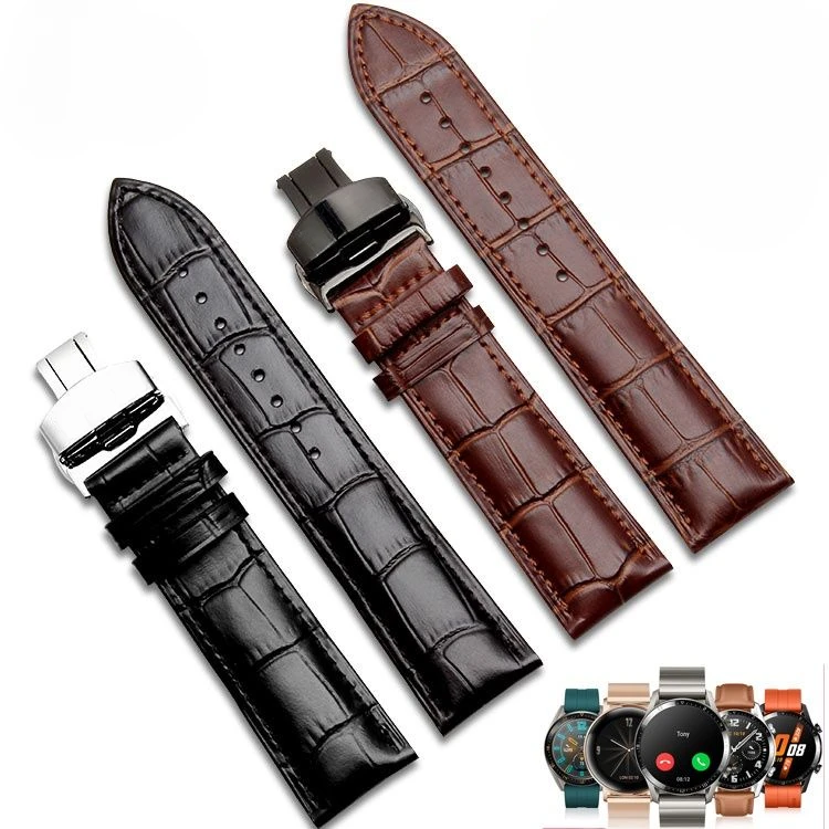 FUATTO适用华为GT2真皮表带gt3 watch3pro手表智能46mm荣耀表带22