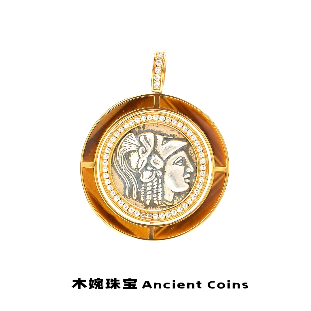 吊坠925银 【雅典娜】GB-DZ005手工小众雅典娜双面复古风币吊坠