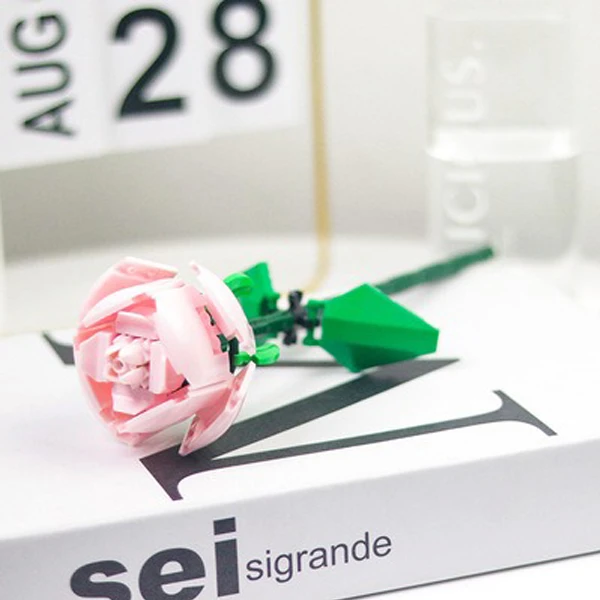 玫瑰花花束积木永生花郁金香拼装模型女孩子玩具送女朋友生日礼物