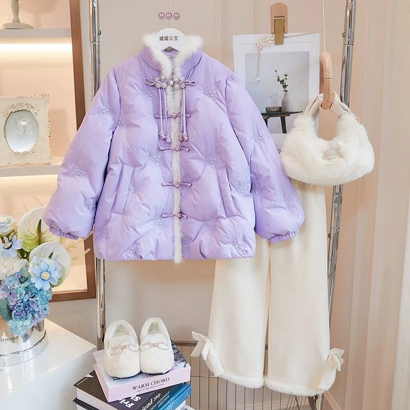 女童棉服冬季2023新款洋气国风小女孩儿童衣服冬装中大童加厚宝宝