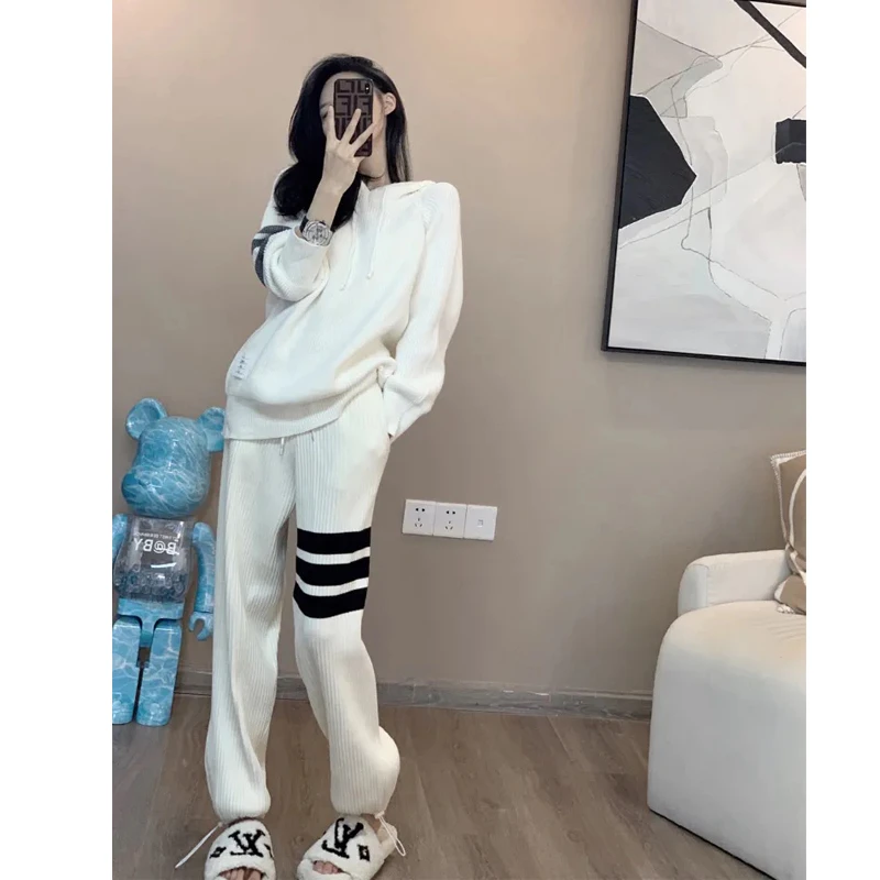 小香风港风复古休闲运动套装女chic休闲时尚卫衣长裤宽松两件套潮