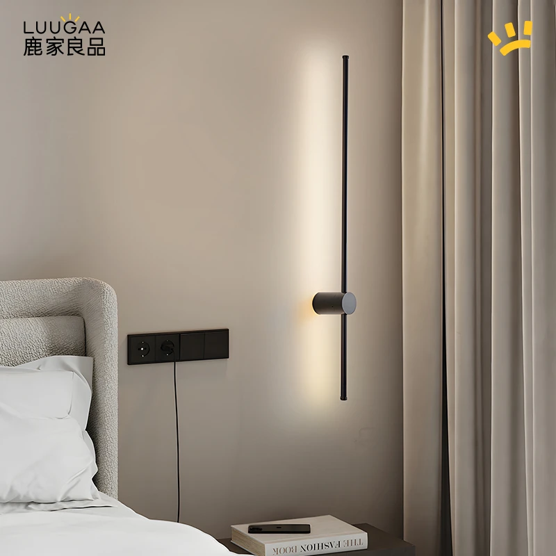 鹿家良品现代简约客厅灯墙壁灯极简一字长条灯卧室床头灯壁灯灯具