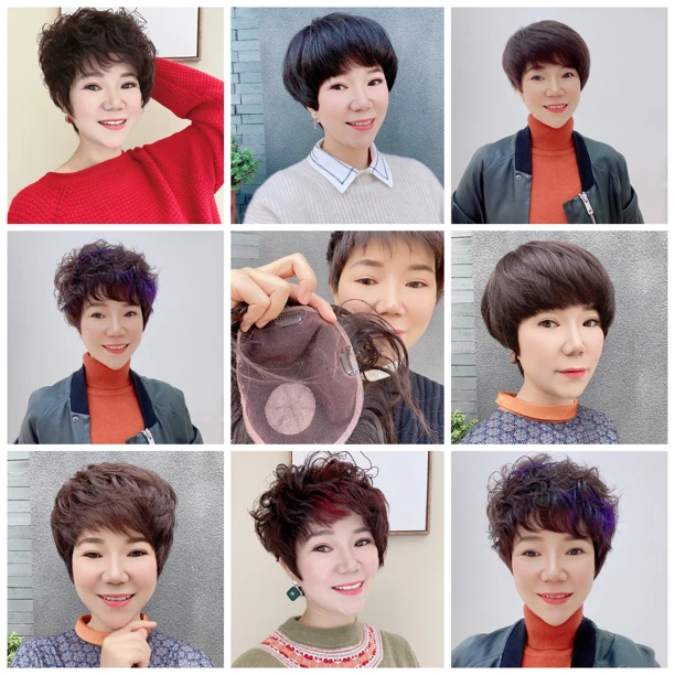 全真发纯手工假发定金私人订制妈妈白发蓬松轻薄年轻秃顶手织通用