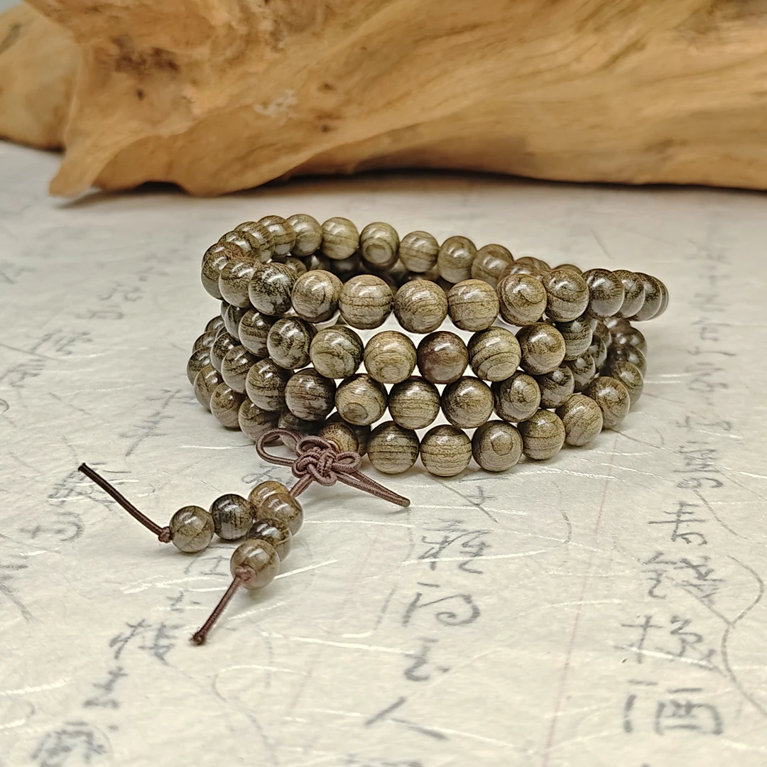 金丝楠阴沉木0.8手串108颗佛珠