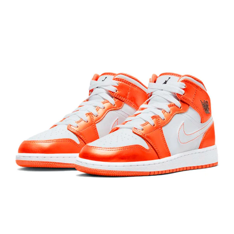 Air Jordan 1 Mid AJ1女 白橙 小扣碎 中帮篮球鞋DM4228-800