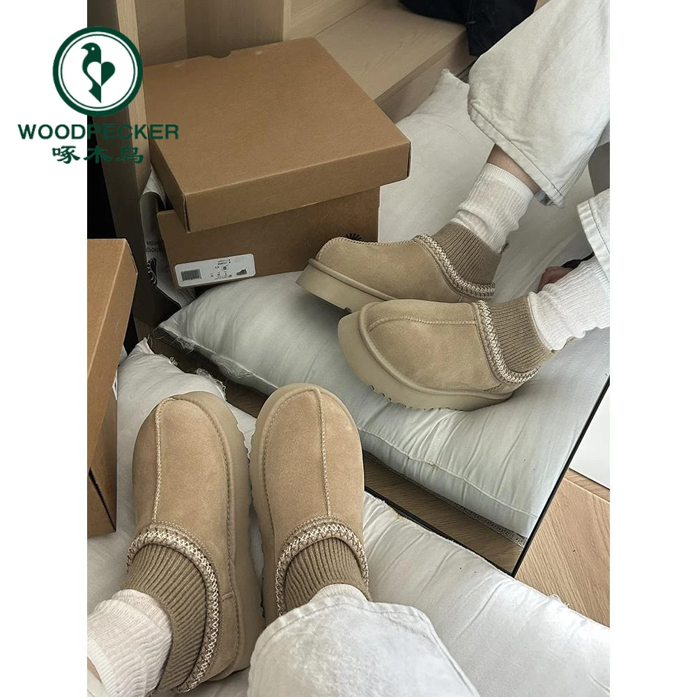 啄木鸟2025冬季新款桑坡民族风东北大棉鞋厚底增高加绒外穿雪地靴