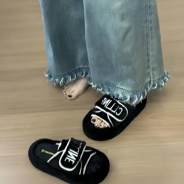 啄木鸟厚底拖鞋女外穿2024夏新款配裙子百搭仙女风蝴蝶结一字凉拖