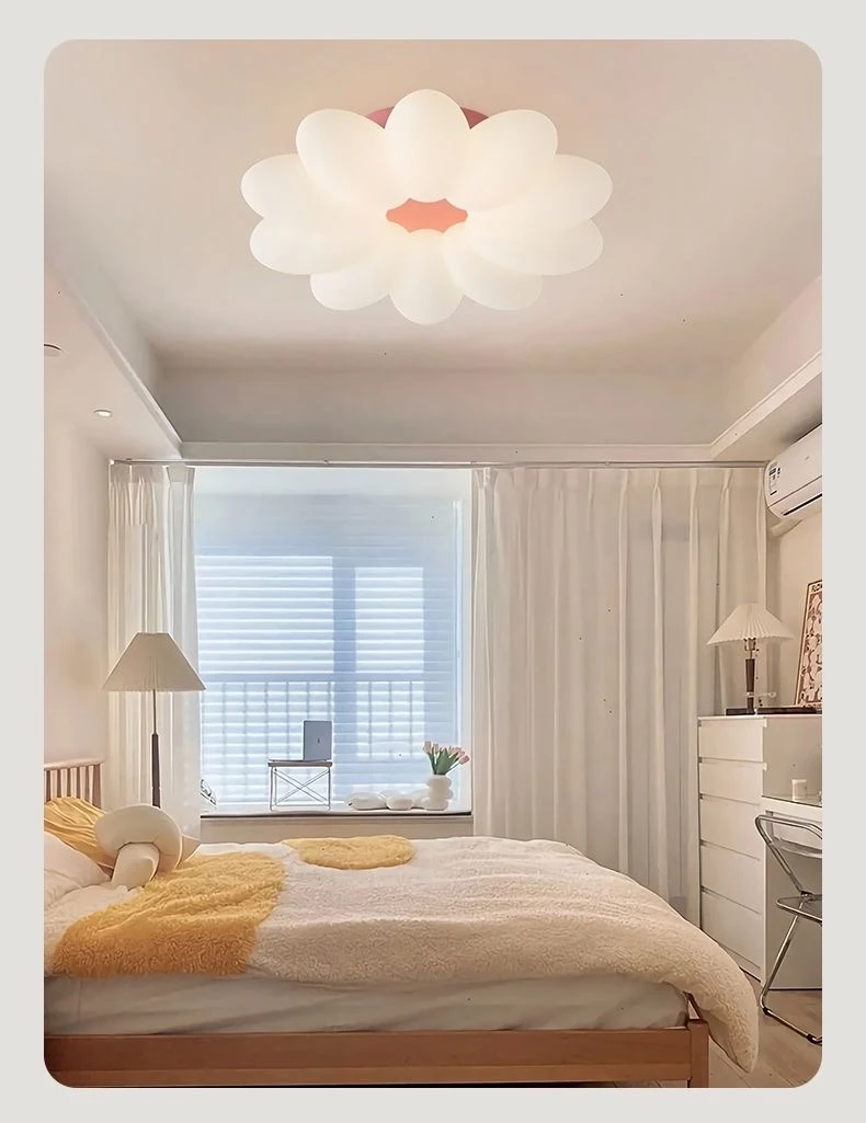 卧室吸顶灯大气北欧极简个性创意花朵女孩儿童房温馨简约现代灯饰