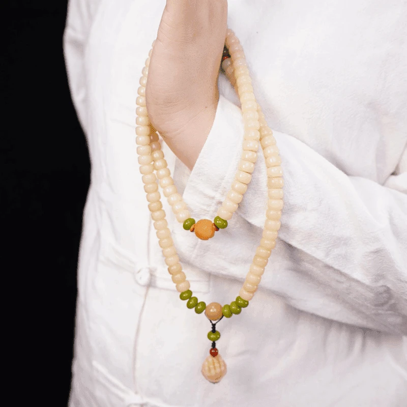 [素心]奶油黄菩提根手串女绕指柔文玩菩提子佛手盘玩渐变文玩盘串