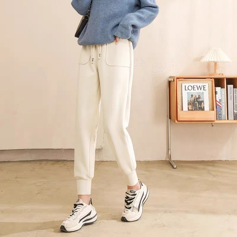 防风裤冬季外穿加厚束脚高腰抗寒保暖卫裤男女同款运动休闲舒适