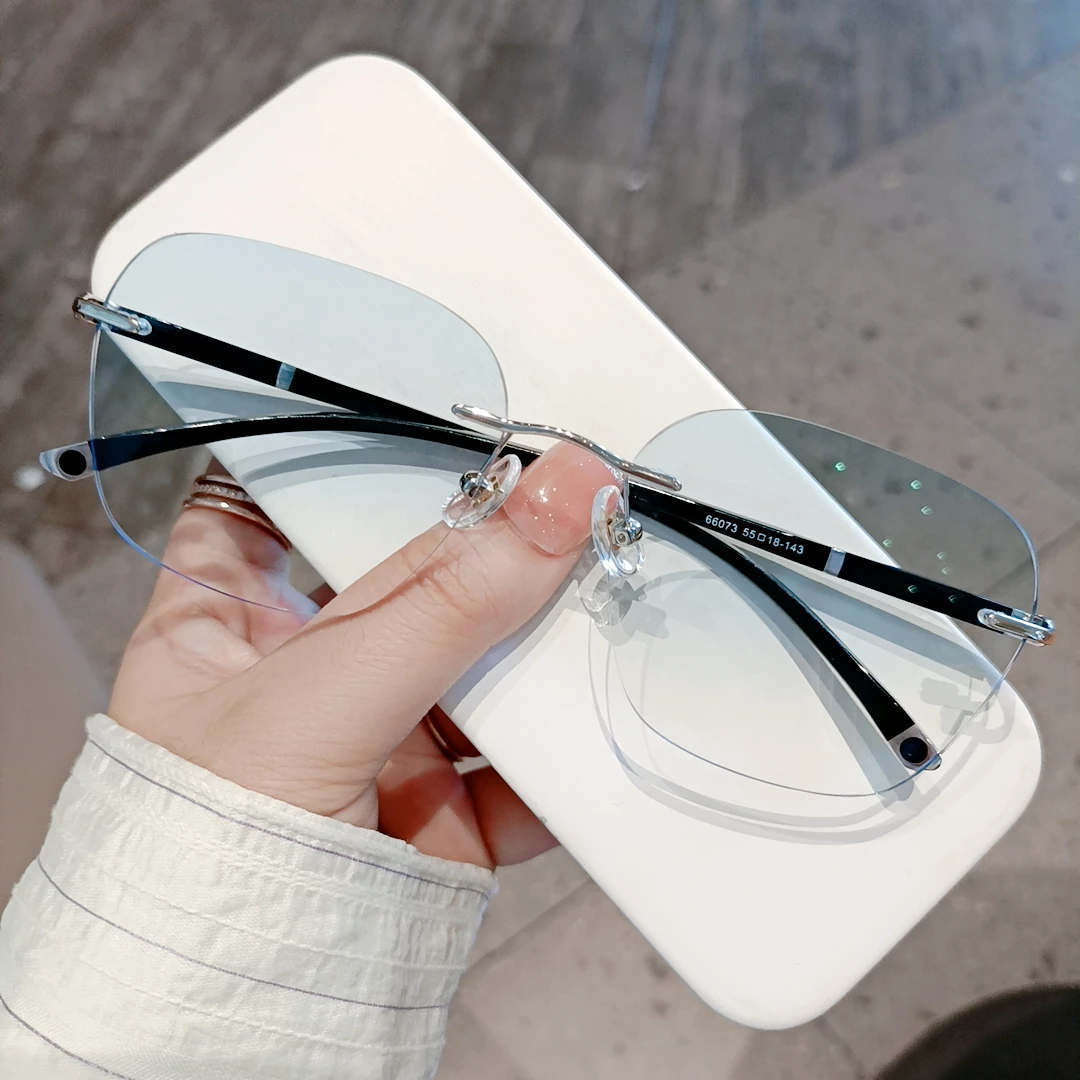 配无框眼镜男无边框斯文黑框方框女防蓝光可配度数近视眼镜防雾