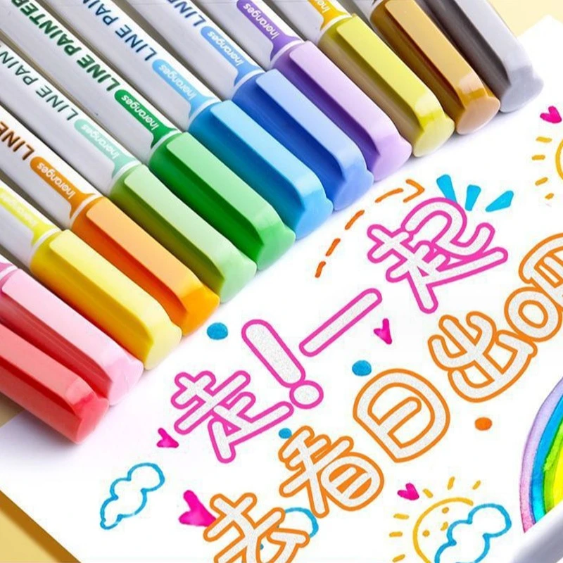 【手抄报神器】双线轮廓笔荧光笔手账自制简笔画绘画手抄报儿童画