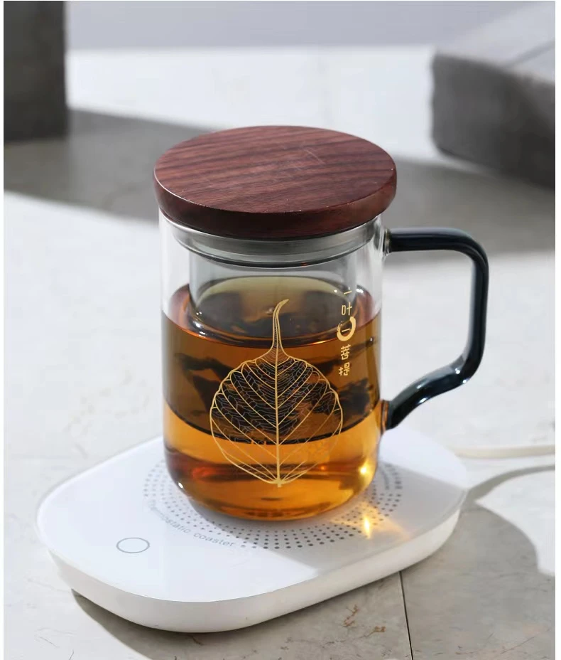 办公杯泡茶器耐热玻璃不炸裂一叶一菩提三件杯泡茶器过滤大容量