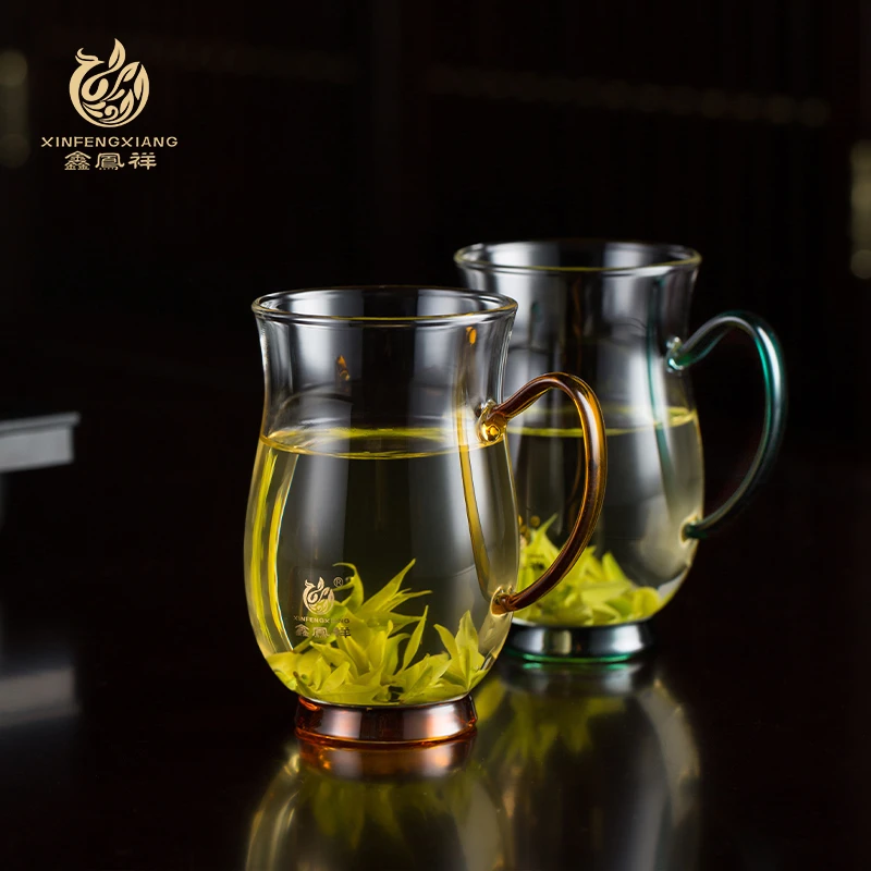 情侣过滤创意透明绿茶杯居家耐热玻璃杯喝水杯泡茶杯家用360毫升