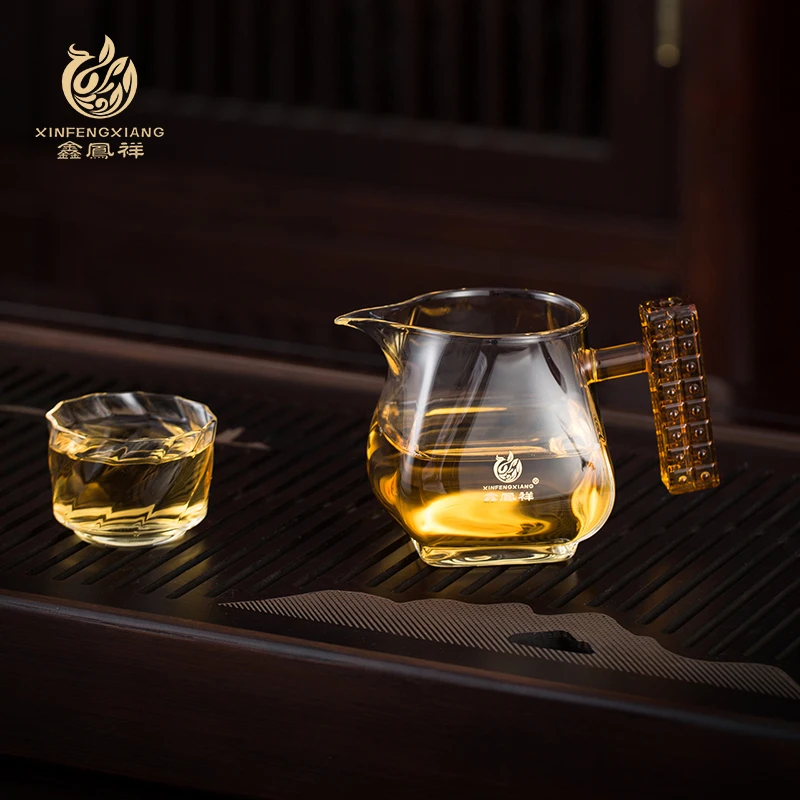 方韵公道杯家用透明多色公道杯高硼硅公道杯茶海分茶公杯手工玻璃