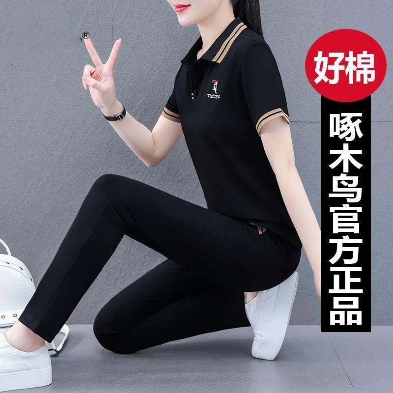 运动服短袖套装女夏季新款时尚宽松显瘦休闲跑步服两件套潮