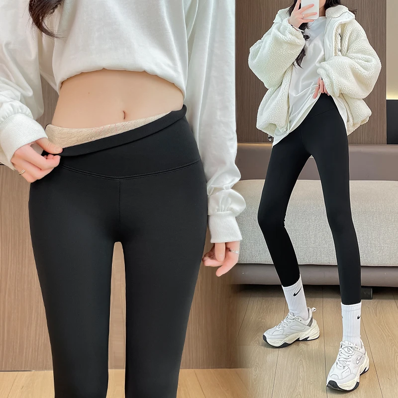 女收腹提臀加厚加绒外穿2024芭比裤九分字母高腰瑜伽打底裤2225