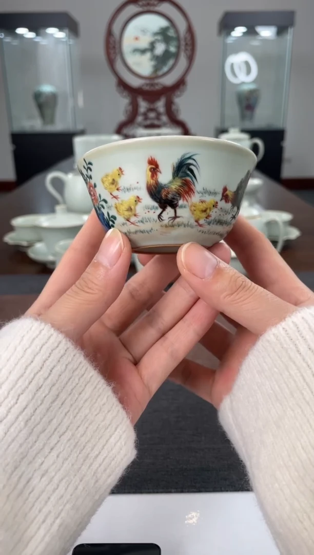 【闪购商品】走走停停天青鸡缸杯彩绘