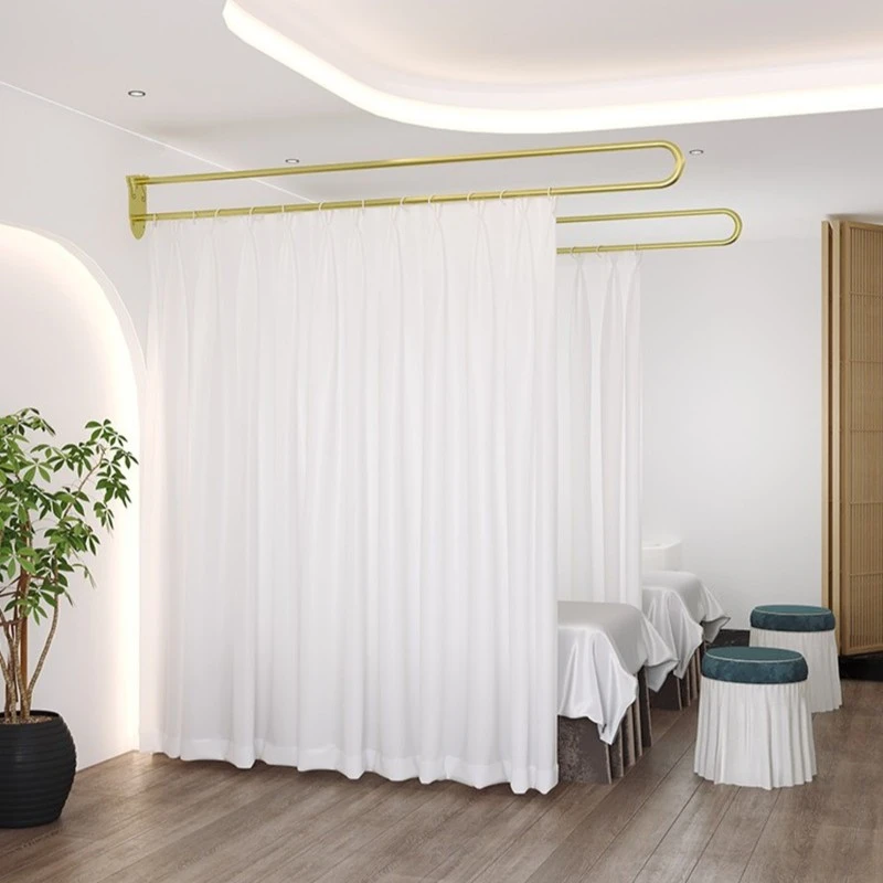 养生馆美容院隔断帘医用门诊遮不透人挡理疗床围帘U型长杆支撑架