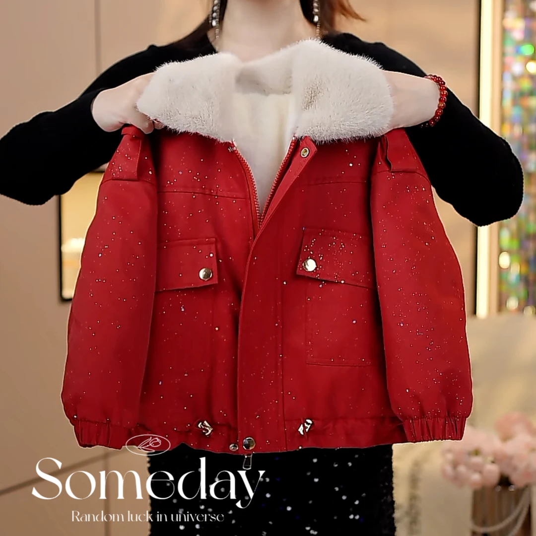 现货-女童冬装韩版2024新款洋气加绒加厚外套