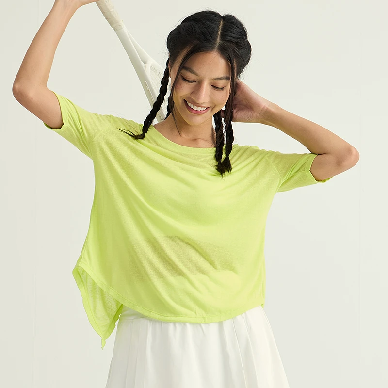 DK宽松休闲瑜伽服女短袖正反两穿跑步速干衣运动透气健身服3149