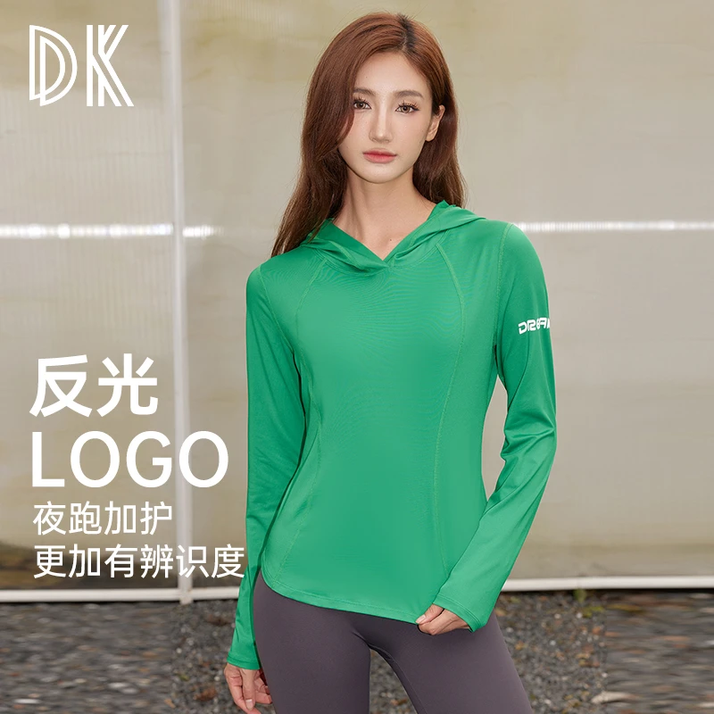 DK时尚女士女运动健身速干连帽上衣训练速干瑜伽服6157