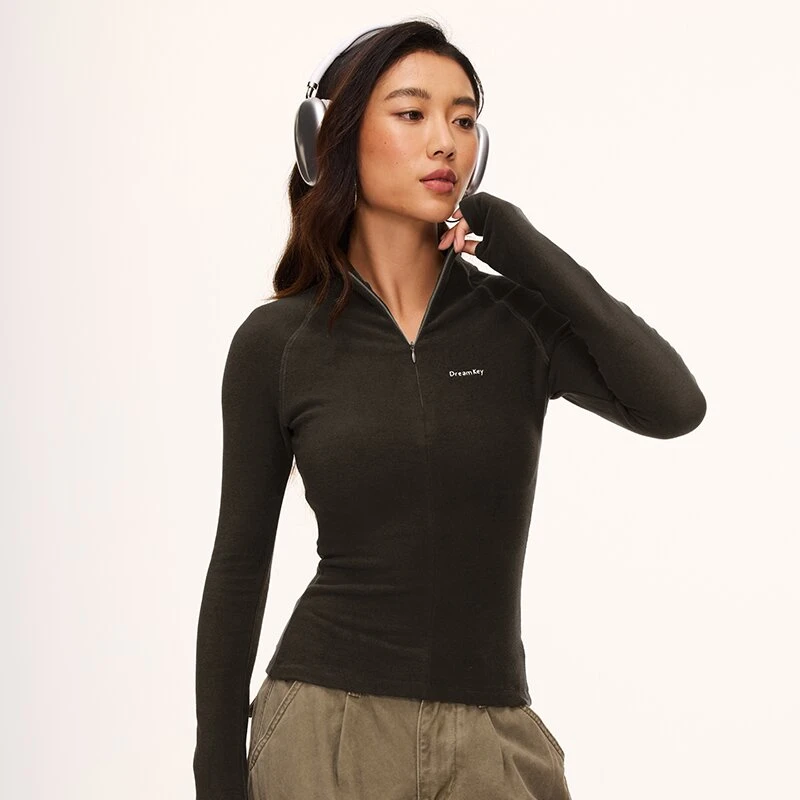 DK【鱼儿专属】美式半拉链外套 保暖小立领运动休闲户外6307