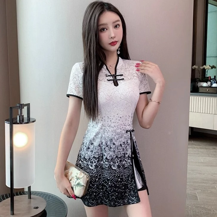 美容院工作服女高级感美容师性感改良旗袍裙按摩足浴技师气质套装