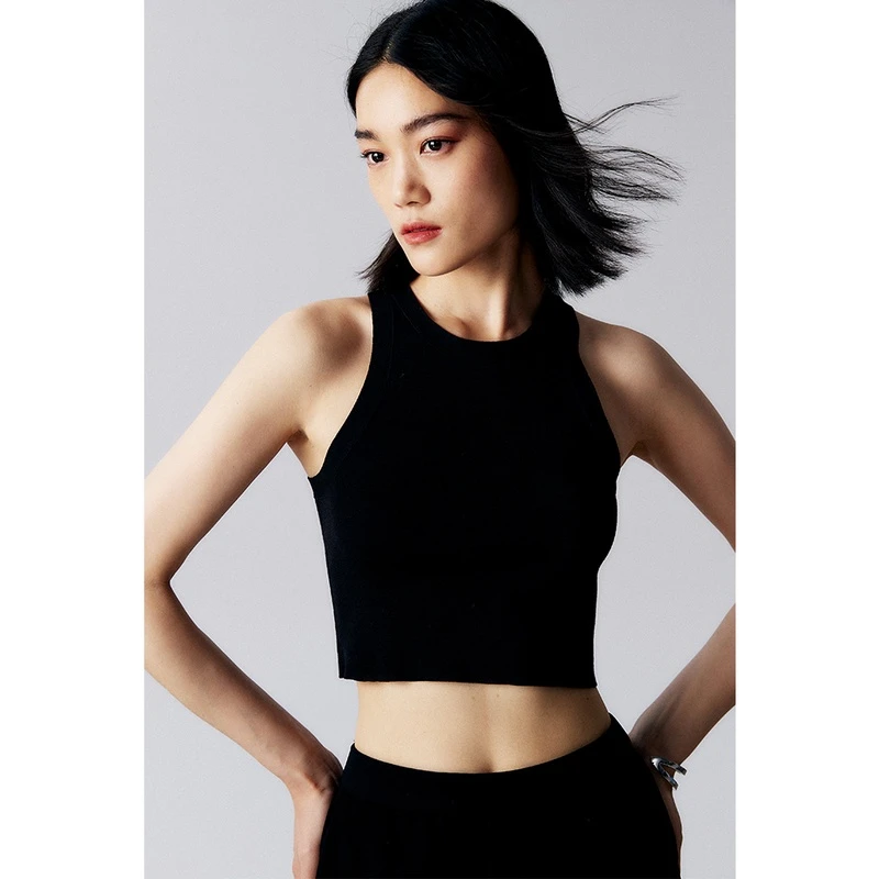 Dimple Hsu D家核心单品高挑简约时髦16针四平短工字背心 S34025