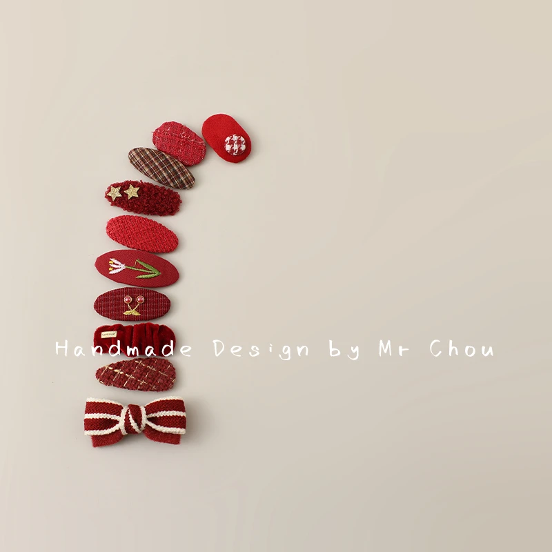 女宝宝发夹不伤发儿童红色刘海BB夹夹子女童新年发卡婴儿过年头饰