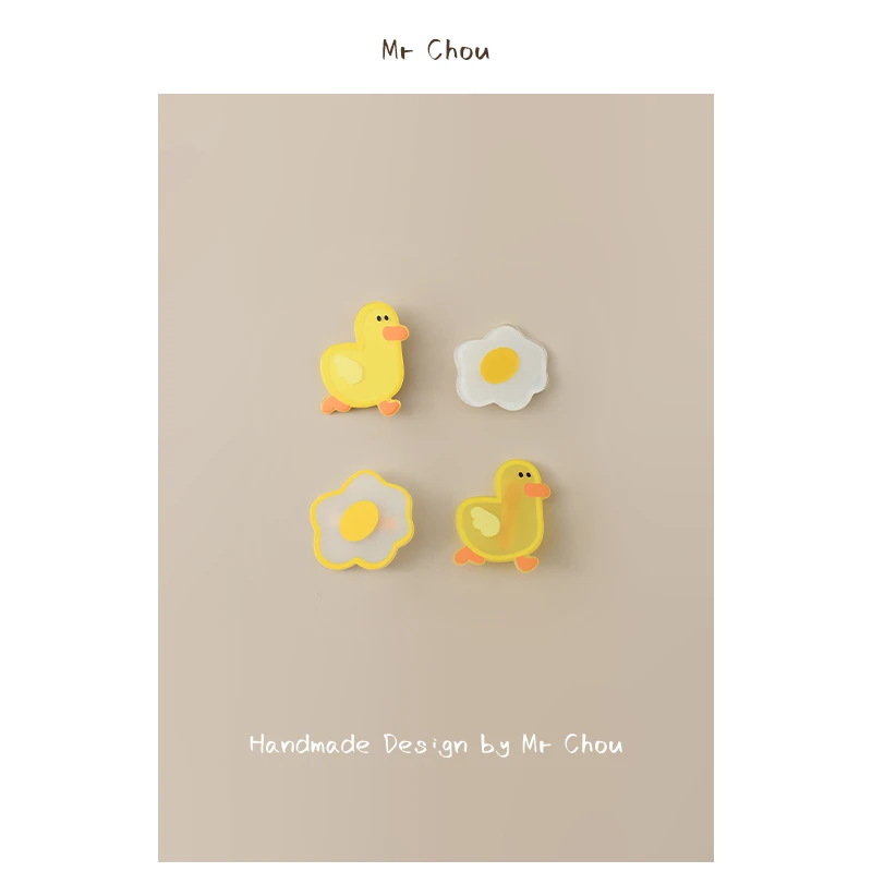 儿童发夹可爱亚克力卡通鸭子边夹小花发卡女童夹子发饰宝宝头饰