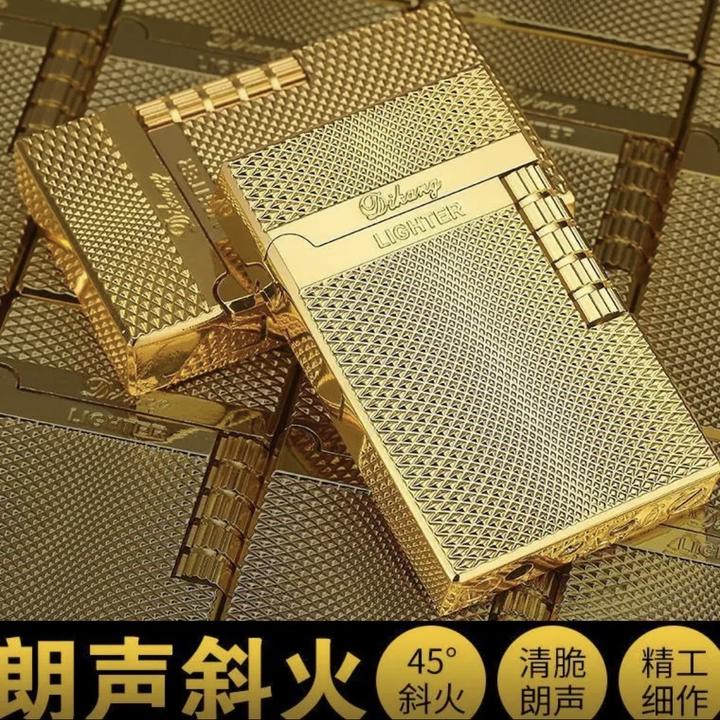 网红创意朗声打火机充气砂轮明火金属复古个性定制金色男士经典潮