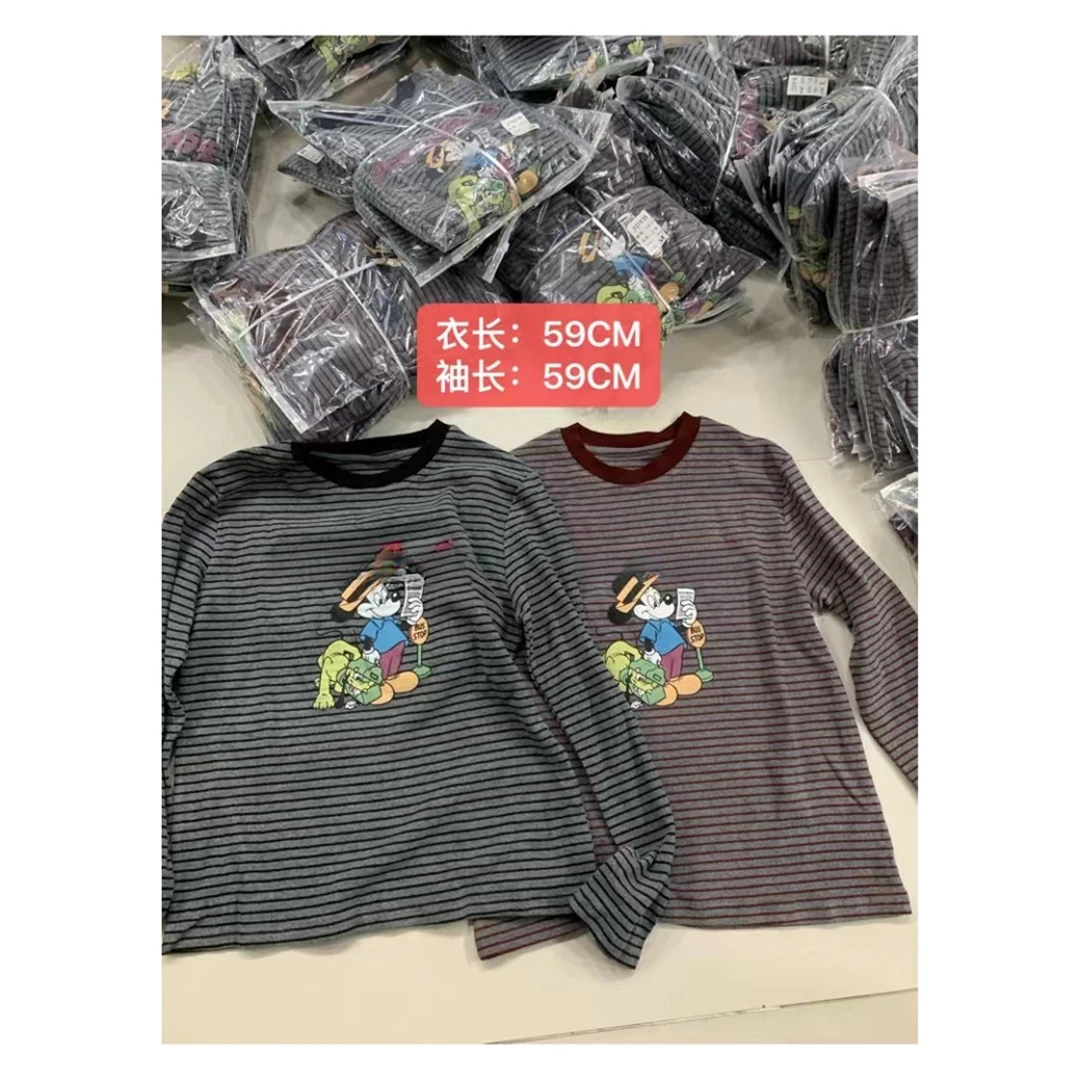 【七彩衣新品】1632时尚休闲磨毛米奇条纹上衣  衣长60