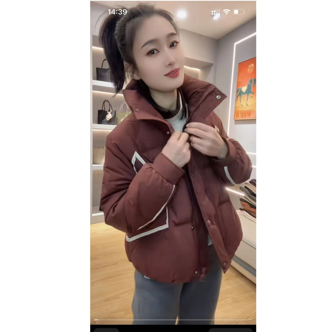 【七彩衣新品】381时尚休闲拉筋羽绒服90白鸭绒  衣长57