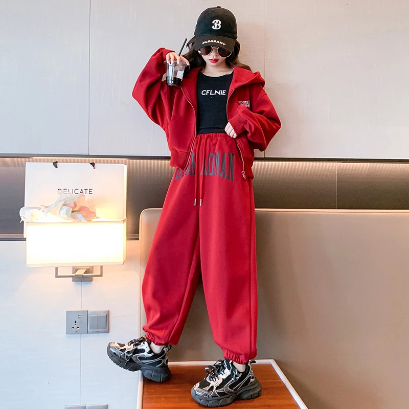 女童套装秋装2023新款儿童韩版大童春秋款休闲网红时髦运动两件套