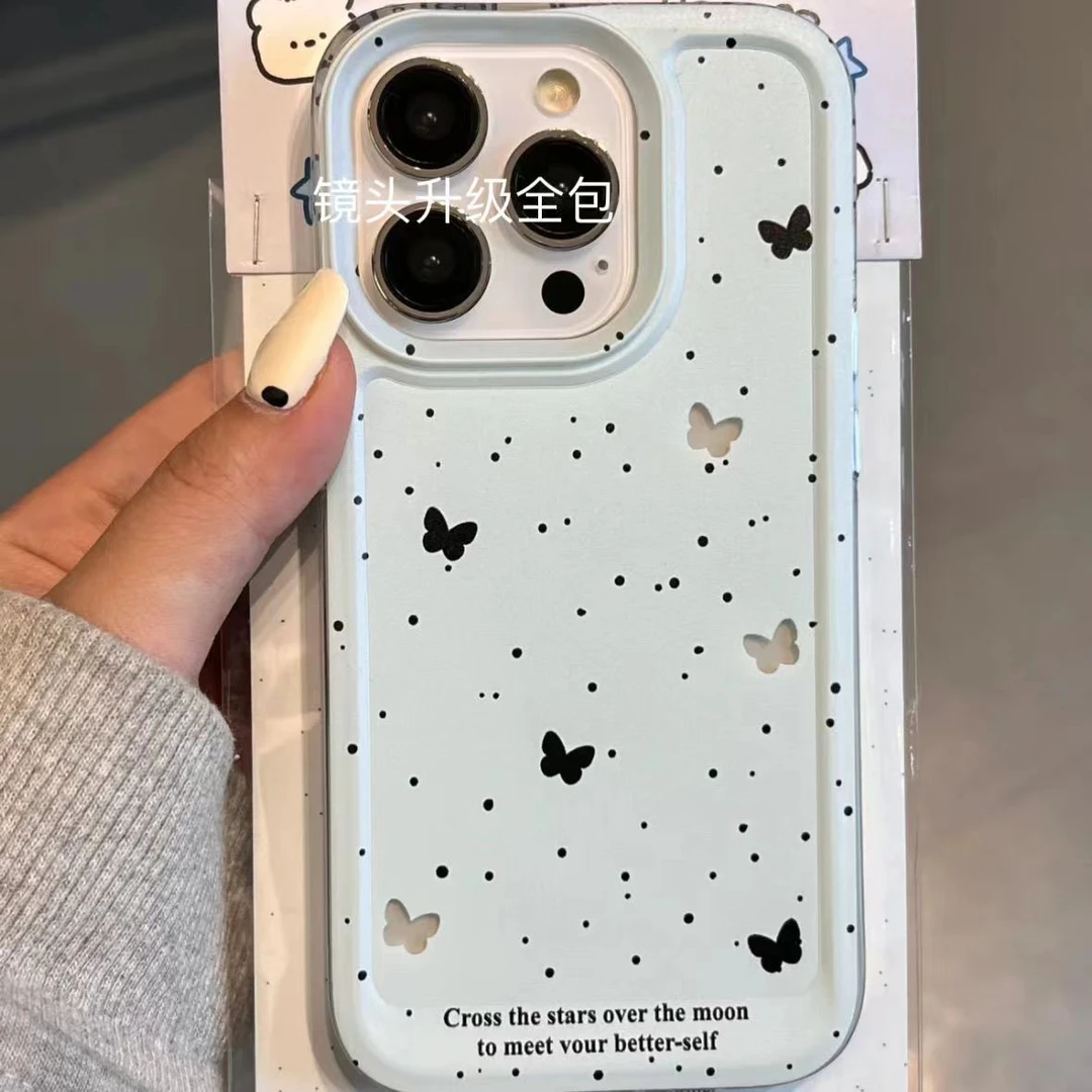 黑蝴蝶适用iphone15pro手机壳苹果13/14/12/11小米vivo华为oppo