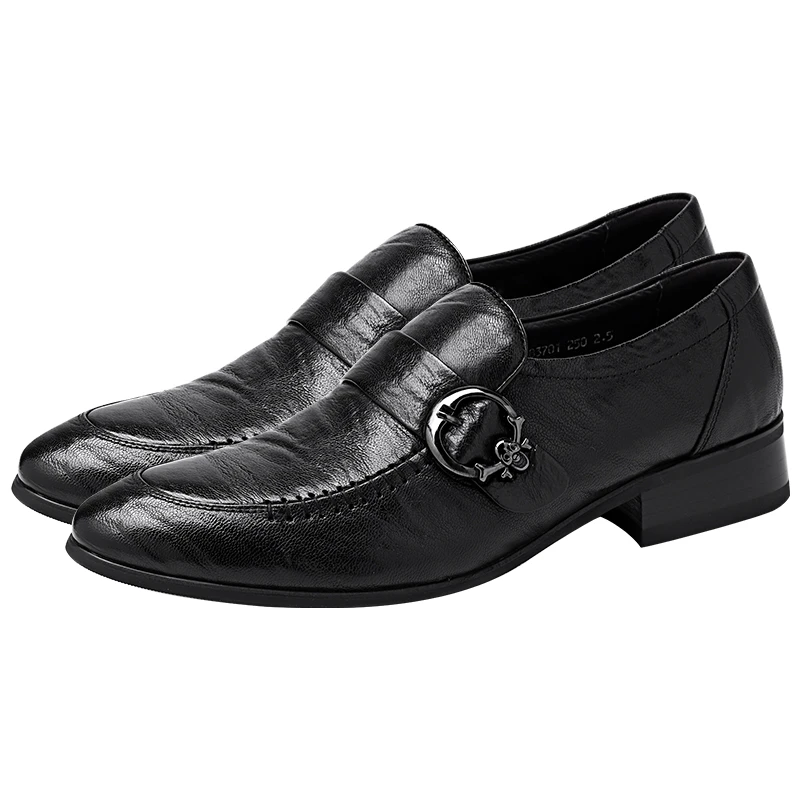 【断码捡漏】山羊皮鞋男商务正装皮鞋套脚四季鞋高端增高单鞋