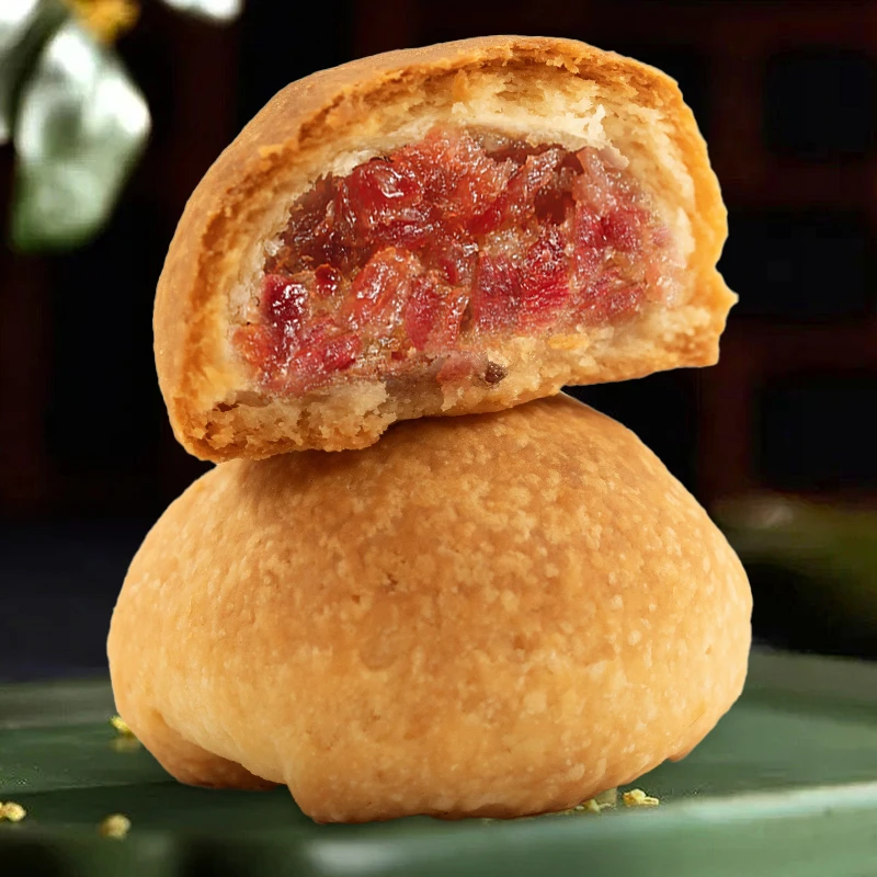 云南特产云腿月饼手工宣威火腿皮酥馅多酥皮月饼80g/个 /箱