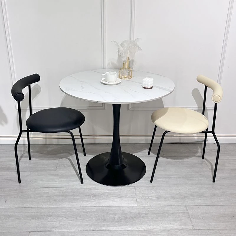 轻奢岩板洽谈桌椅组合售楼处网红奶茶店接待圆形餐桌阳台休闲茶几